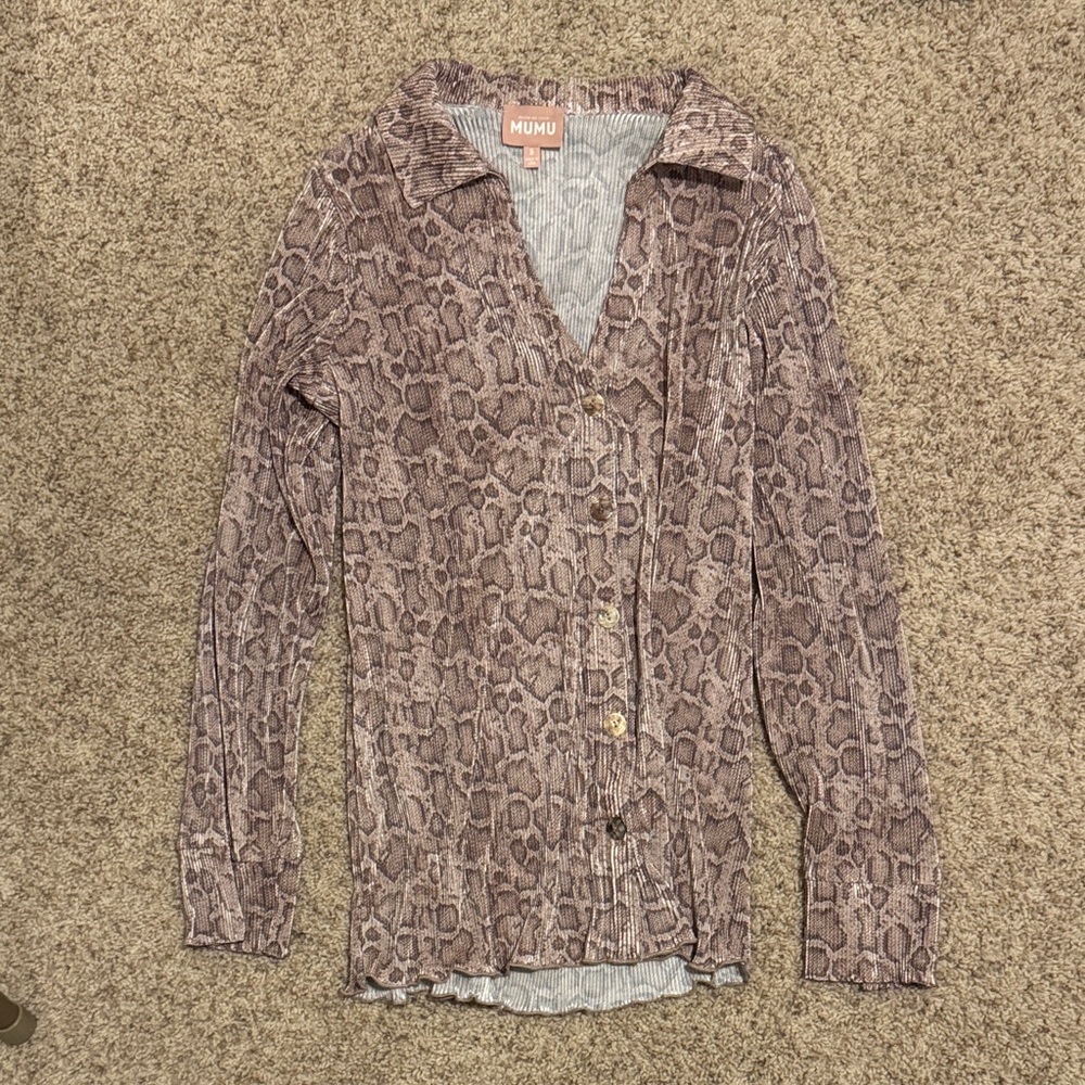 Show Me Your MuMu Snake Print Button Down Shirt